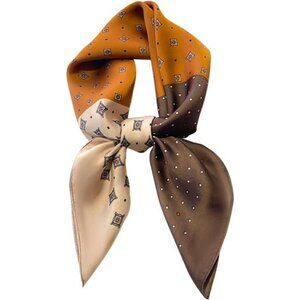 Hair Bandanas Scarf Lightweight Fashion Neck Silk Satin Head Brown and Orange
